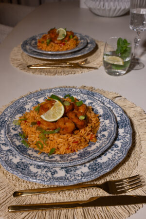 Bang Bang‑garnalen met Zoete Rijst